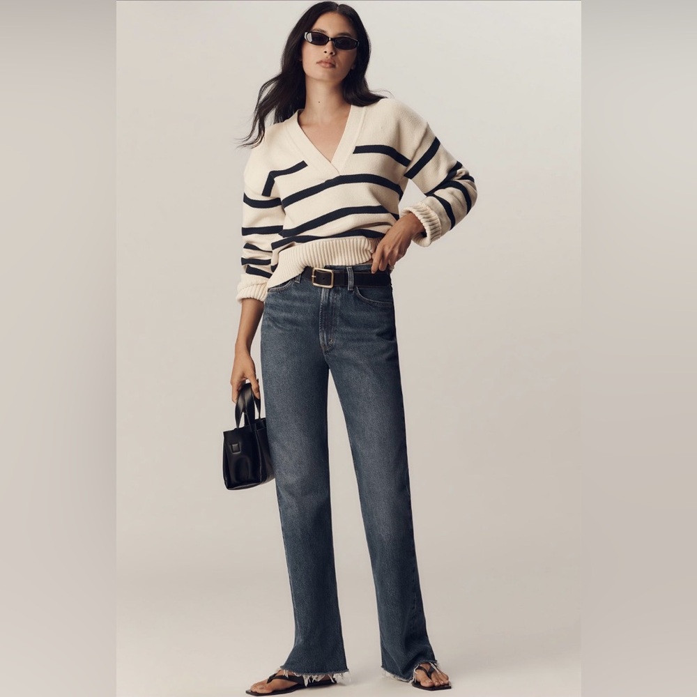 AGOLDE Leena Petite Mid Rise Baby Flare Jean 30P, placebo NWT